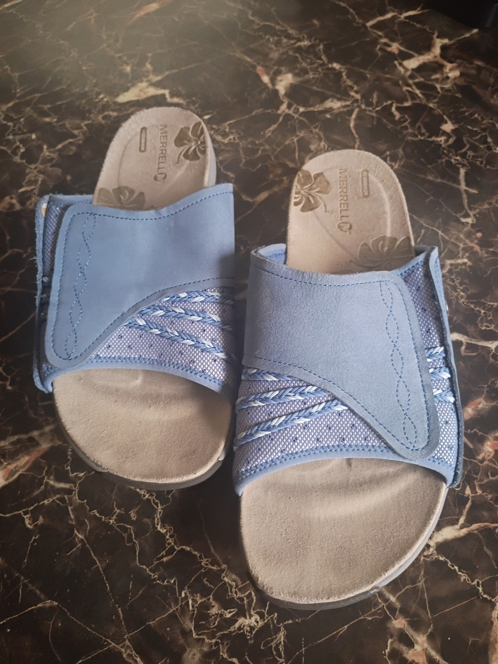 Merrell Women's Light Blue Adjustable Slide Sandals